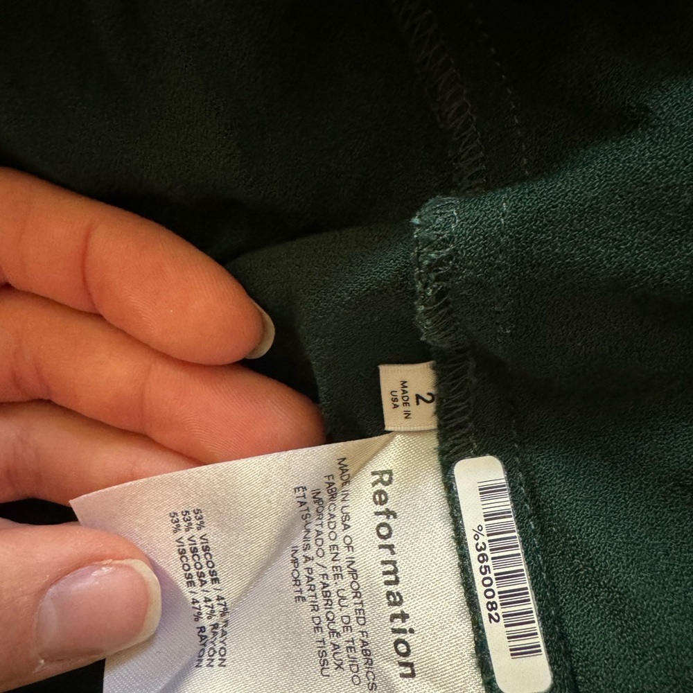 Reformation Forest Green Midi Dress Size 2 - Picture 3 of 7